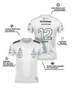 Camiseta Algodão Mercedes Kimi Antonelli Branco 2025