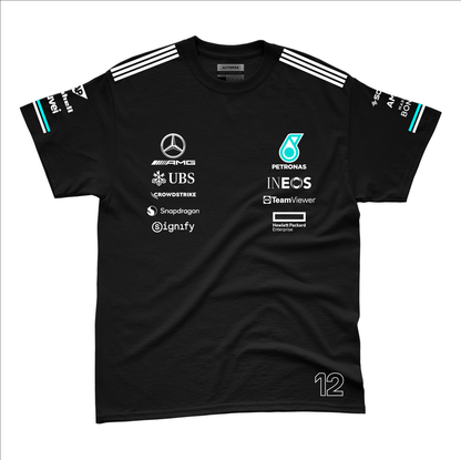 Camiseta Algodao Mercedes Kimi Antoneli Preto 2025