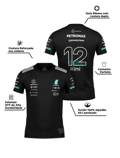 Camiseta Algodão Mercedes Kimi Antonelli Preto 2025
