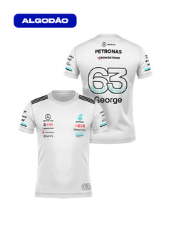 Camiseta Algodão Mercedes George Russell Branco 2025