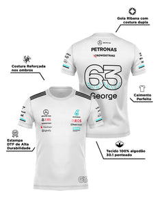 Camiseta Algodão Mercedes George Russell Branco 2025