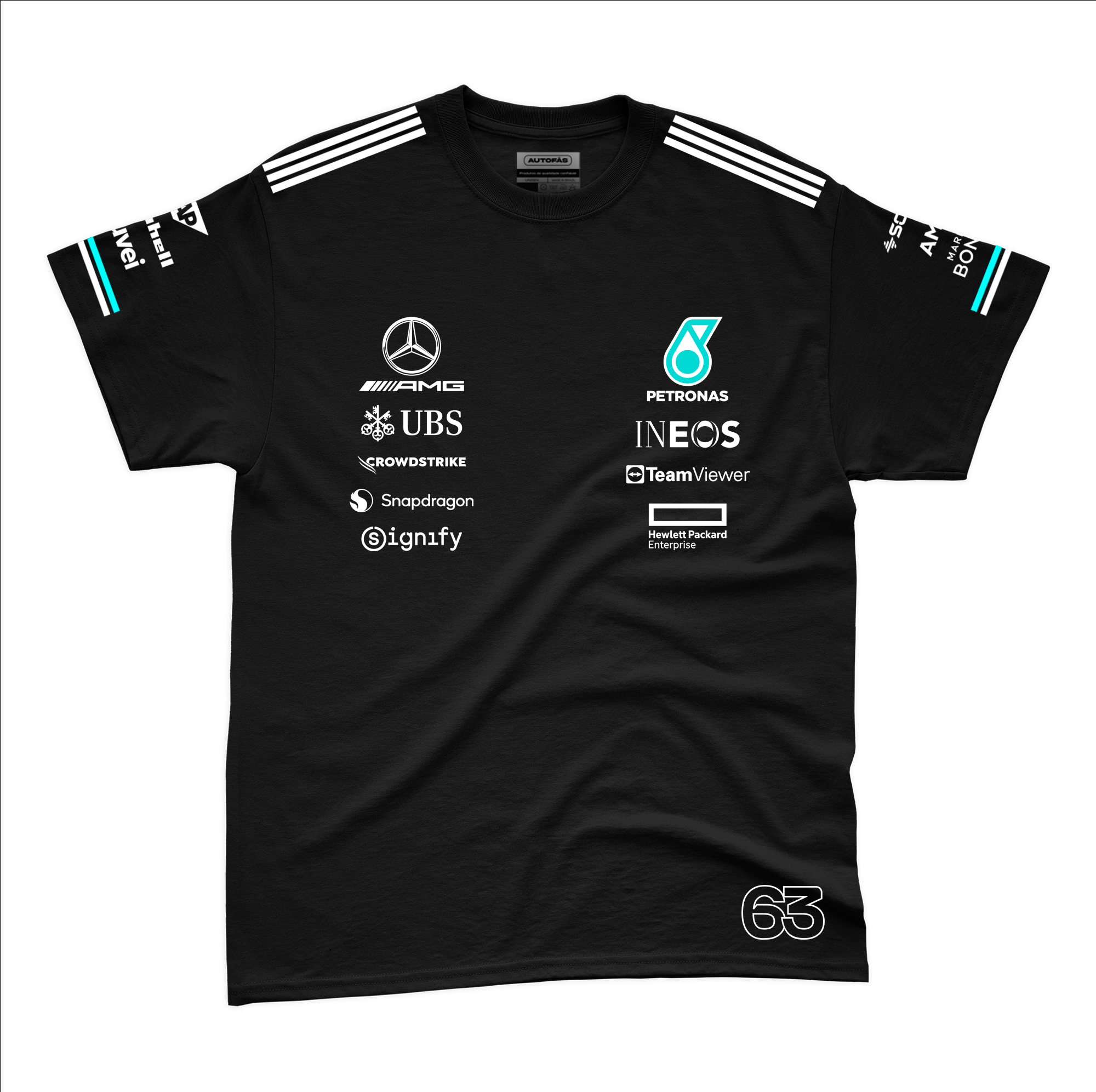 Camiseta Algodao Mercedes George Russell Preto 2025