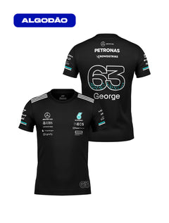 Camiseta Algodão Mercedes George Russell Preto 2025