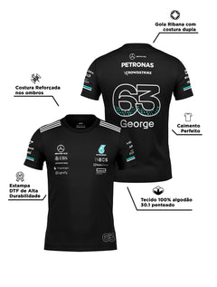 Camiseta Algodão Mercedes George Russell Preto 2025