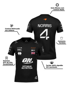 Camiseta Algodão Mclaren Lando Norris Preto 2025