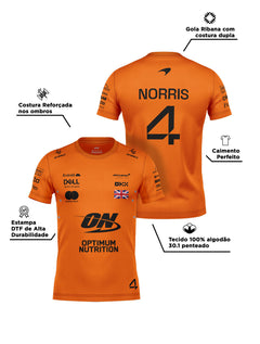 Camiseta Algodão Mclaren Lando Norris Laranja 2025