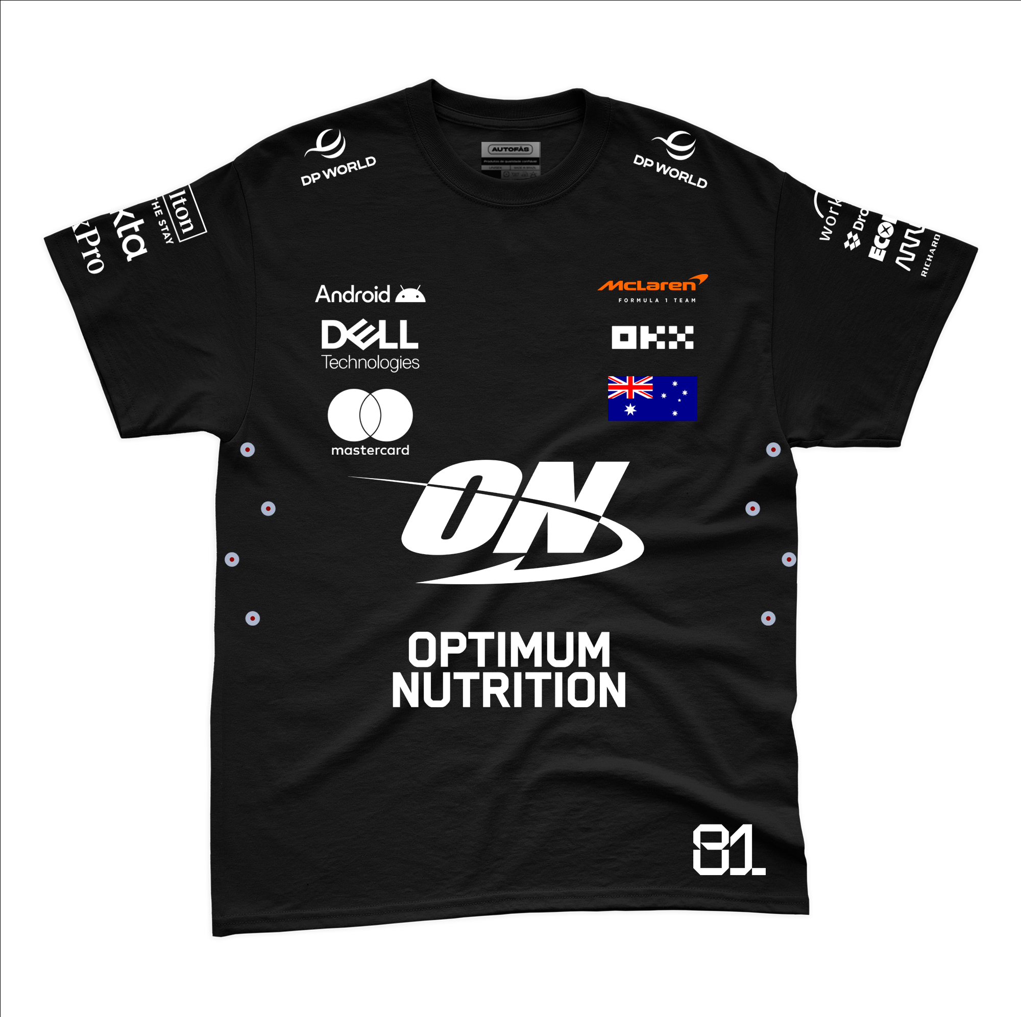 Camiseta Algodao Mclaren Oscar Piastri Preto 2025