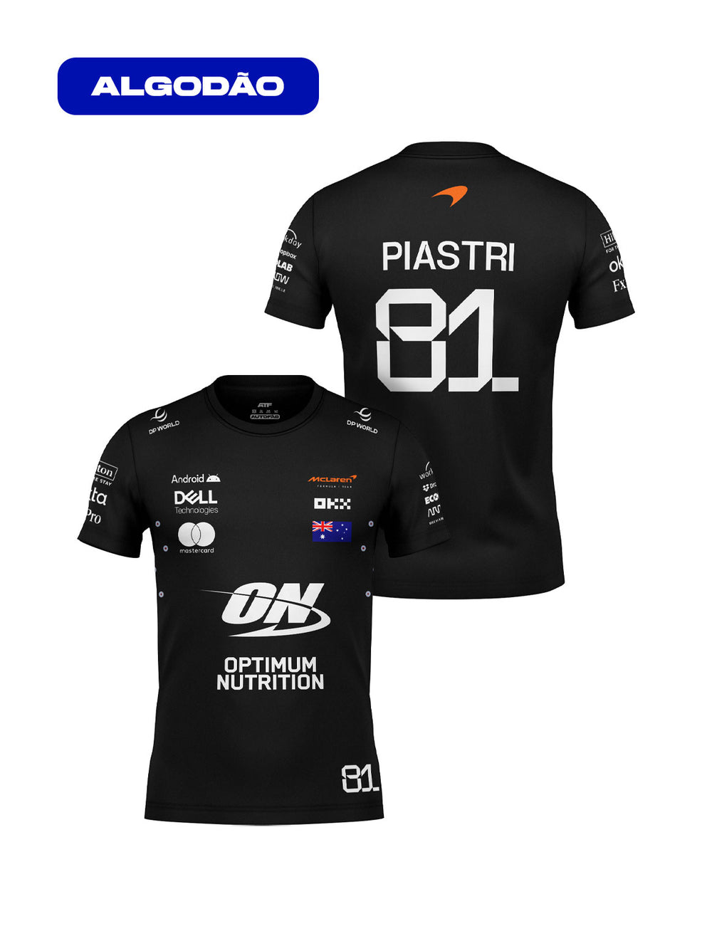 Camiseta Algodão Mclaren Oscar Piastri Preto 2025