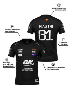 Camiseta Algodão Mclaren Oscar Piastri Preto 2025