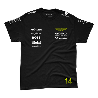 Camiseta Algodao Aston Martin Fernando Alonso Preto 2025