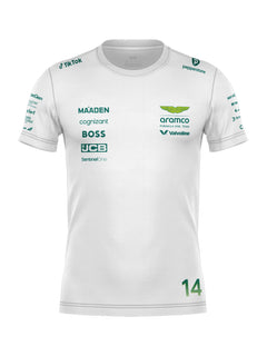 Camiseta Algodão Aston Martin Fernando Alonso Branco 2025