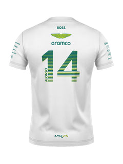 Camiseta Algodão Aston Martin Fernando Alonso Branco 2025
