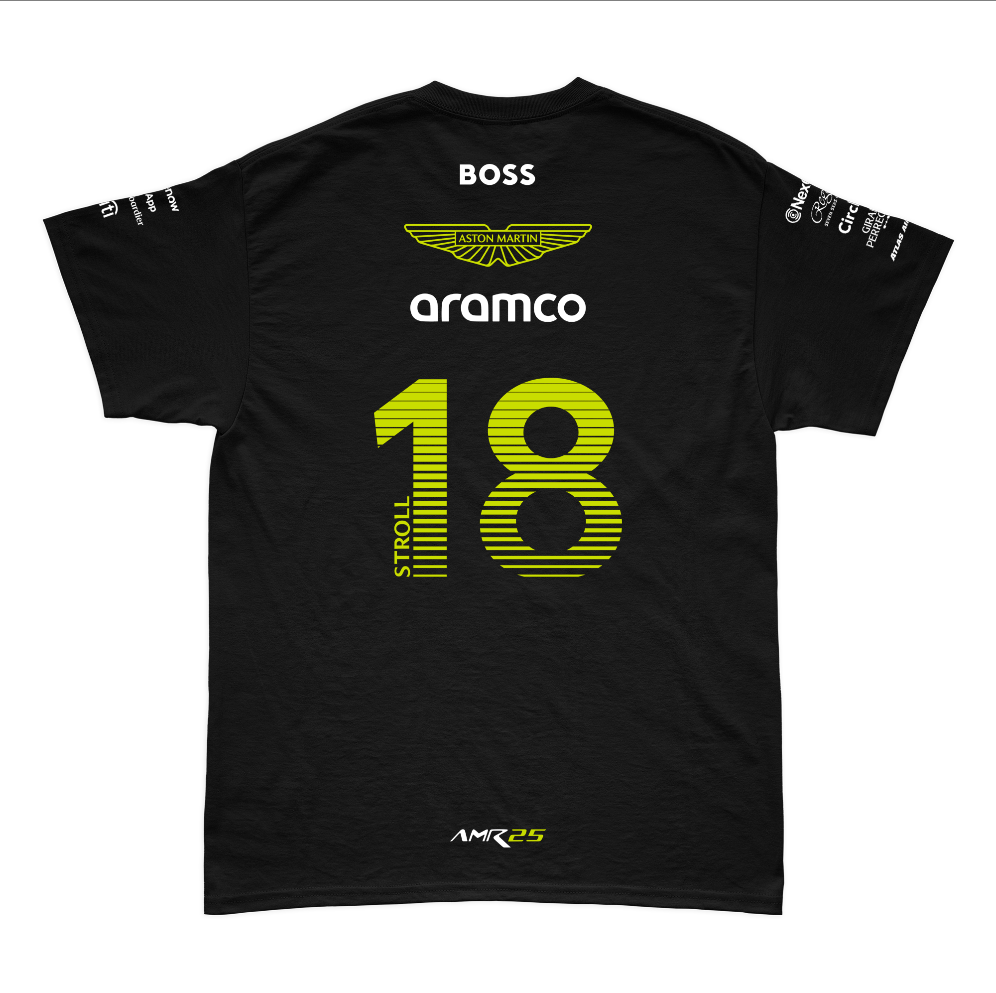 Camiseta Algodao Aston Martin Lance Stroll Preto 2025