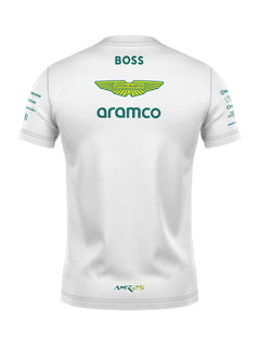 Camiseta Algodão Aston Martin Equipe Branco 2025