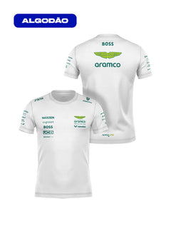 Camiseta Algodão Aston Martin Equipe Branco 2025