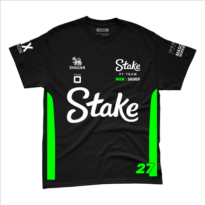 Camiseta Algodao Stake Sauber Hulkenberg Preto 2025