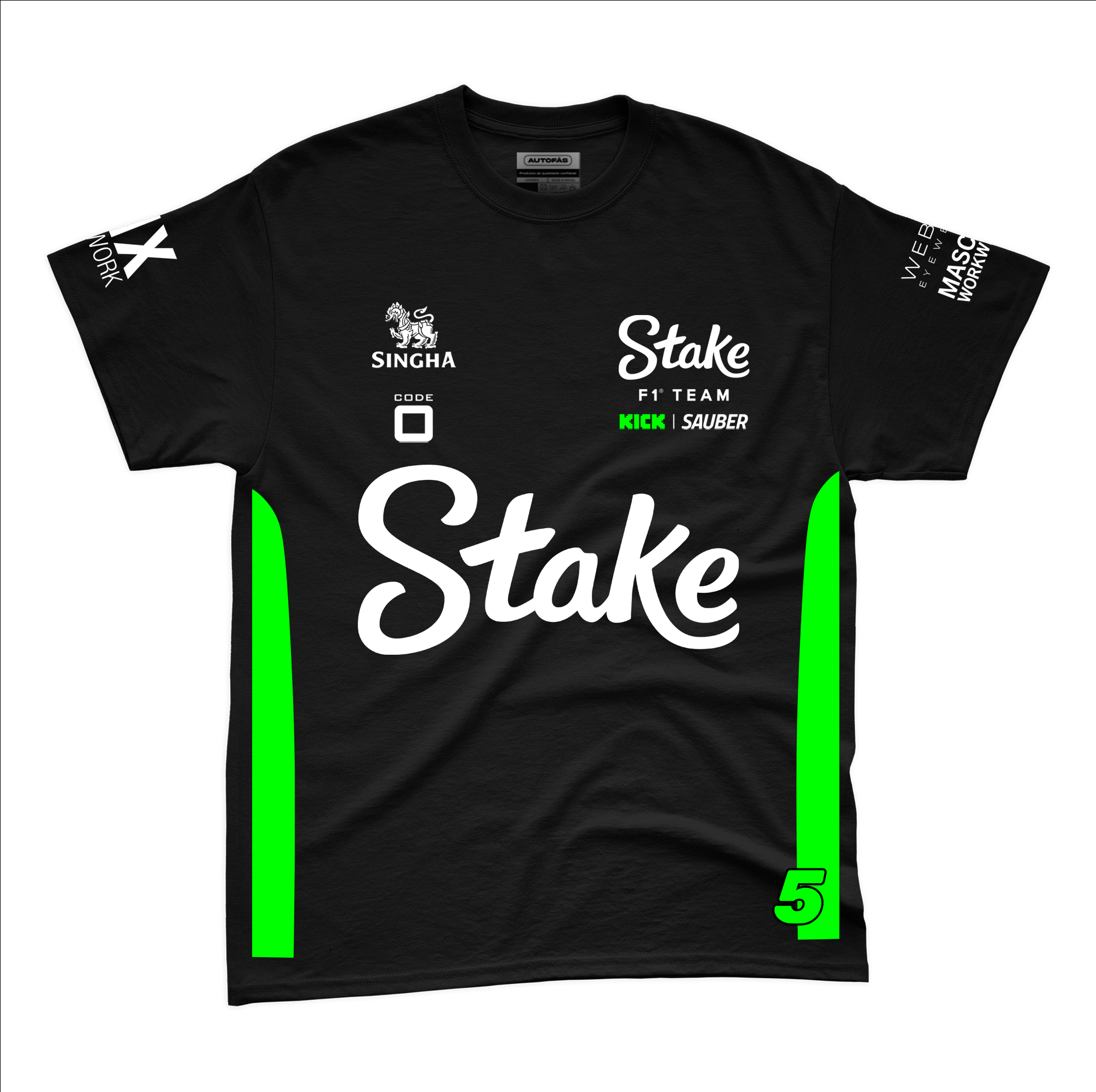 Camiseta Algodao Stake Sauber Bortoleto Preto 2025