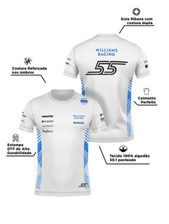 Camiseta Algodão Williams Carlos Sainz Branco 2025