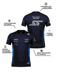 Camiseta Algodão Williams Carlos Sainz Azul Marinho 2025