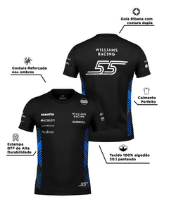 Camiseta Algodão Williams Carlos Sainz Preto 2025