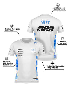 Camiseta Algodão Williams Alex Albon Branco 2025