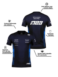 Camiseta Algodão Williams Alex Albon Azul Marinho 2025