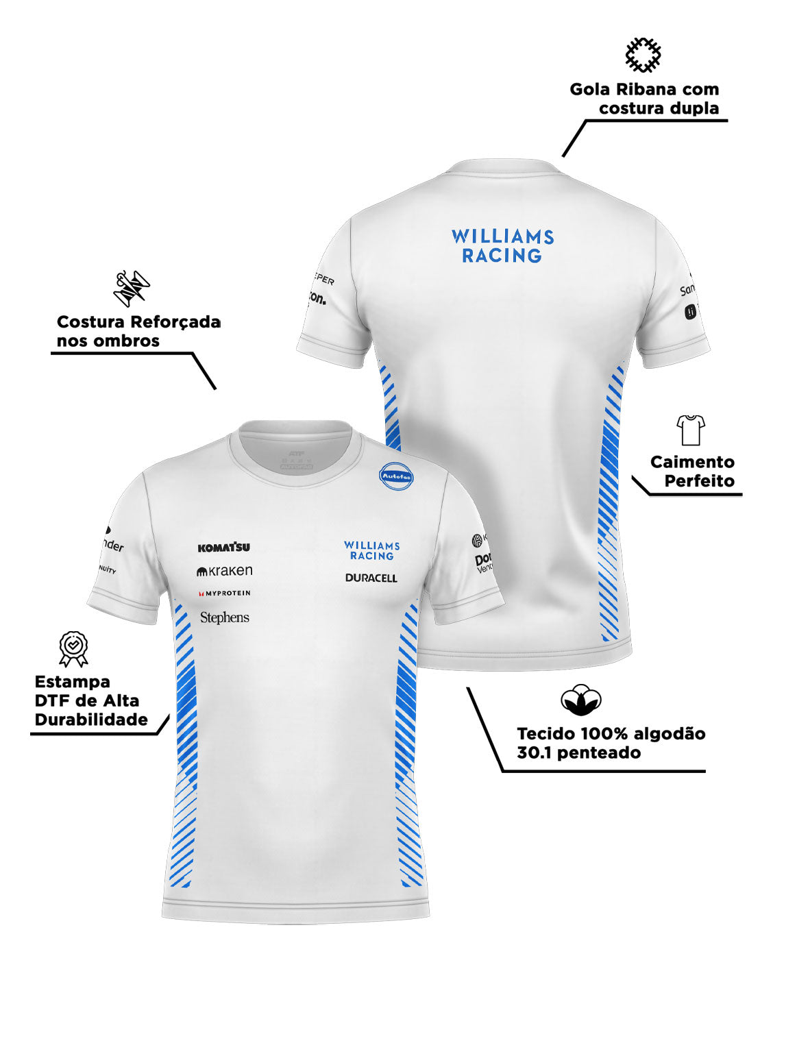 Camiseta Algodão Williams Equipe Branco 2025