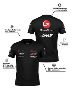 Camiseta Algodão Haas Equipe Preto 2025