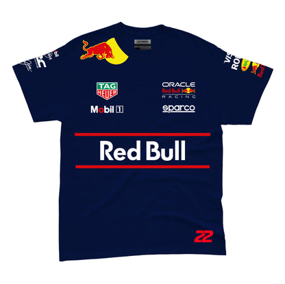 Camiseta Algodão Yuki Tsunoda Red Bull Equipe Azul Marinho 2025