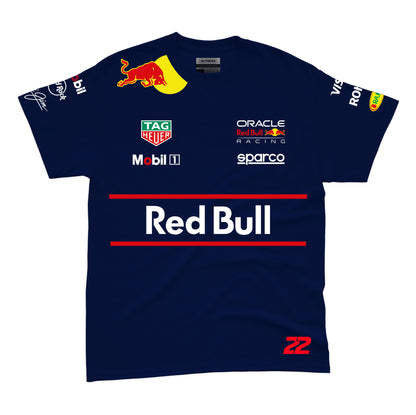 Camiseta Algodão Yuki Tsunoda Red Bull Equipe Azul Marinho 2025