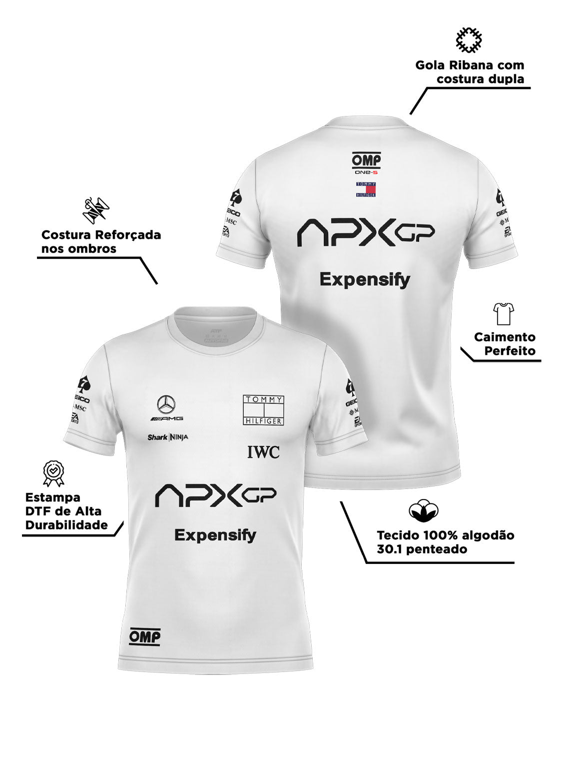 Camiseta Algodão Filme F1 APXGP Branco