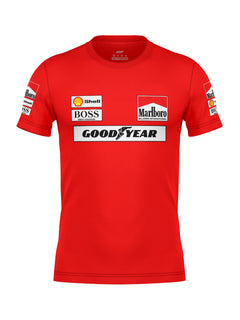 Camiseta Algodão Mclaren Marlboro Retrô anos 90 Vermelha