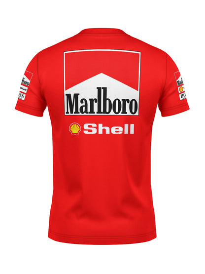 Camiseta Algodão Mclaren Marlboro Retrô anos 90 Vermelha