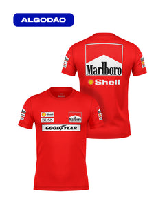 Camiseta Algodão Mclaren Marlboro Retrô anos 90 Vermelha