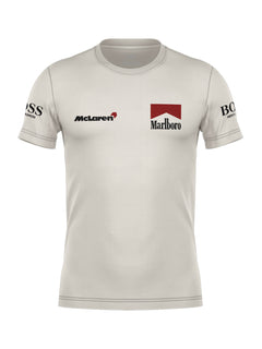 Camiseta Algodão Mclaren Marlboro Retrô anos 90 Off White