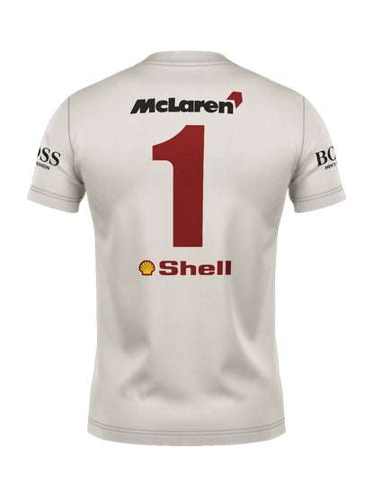 Camiseta Algodão Mclaren Marlboro Retrô anos 90 Off White