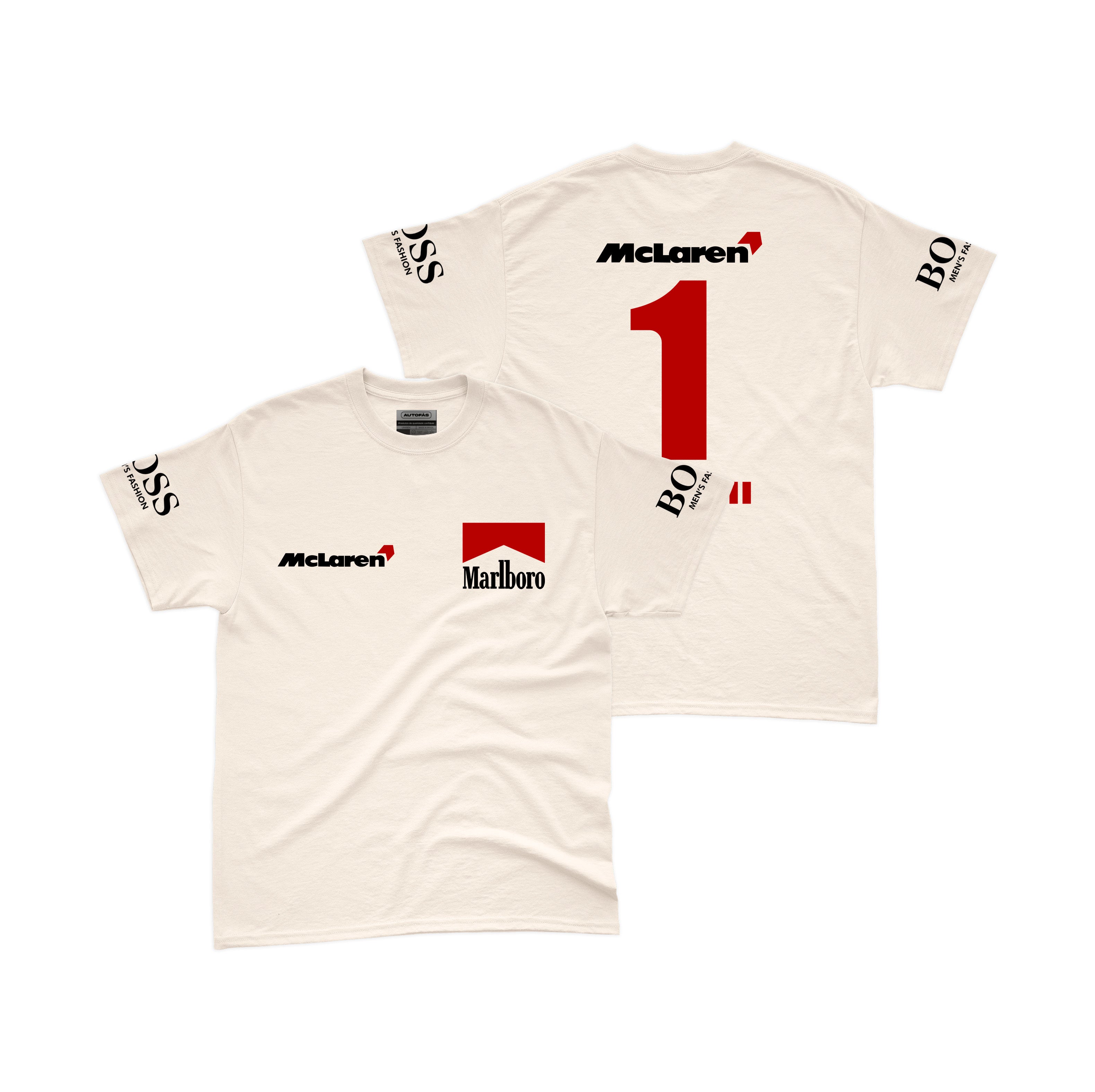 Camiseta Mclaren Marlboro Retrô anos 90 Off White Algodão