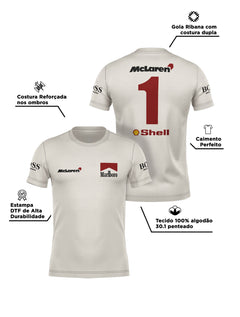 Camiseta Algodão Mclaren Marlboro Retrô anos 90 Off White