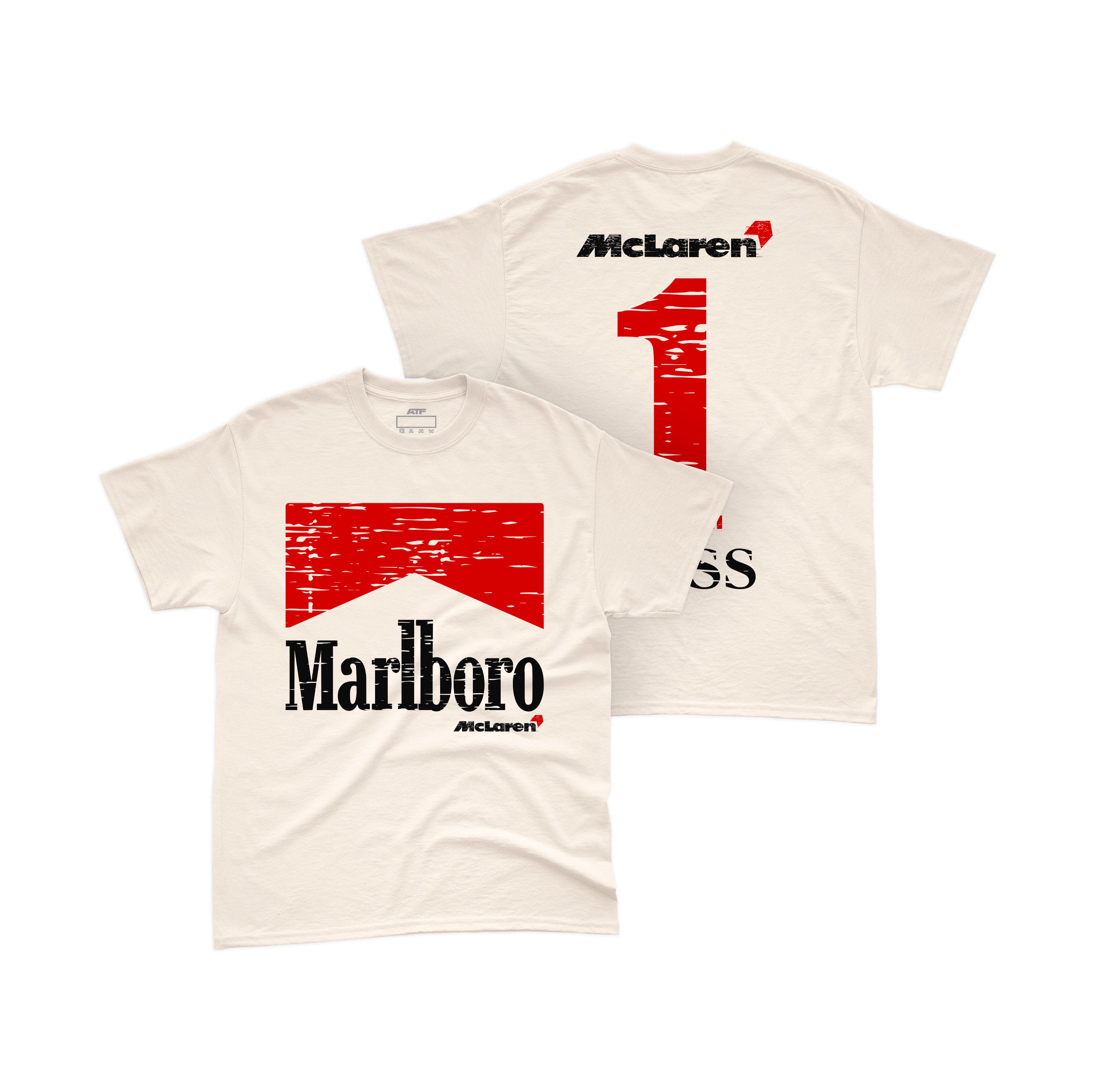 Camiseta Algodão Mclaren Marlboro Vintage anos 90 Off White
