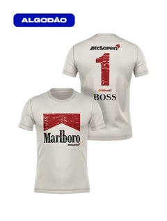 Camiseta Algodão Mclaren Marlboro Vintage anos 90 Off White
