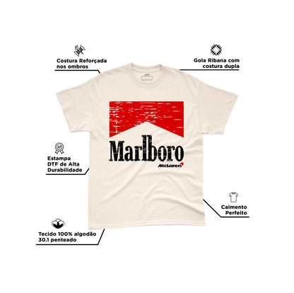 Camiseta Algodão Mclaren Marlboro Vintage anos 90 Off White