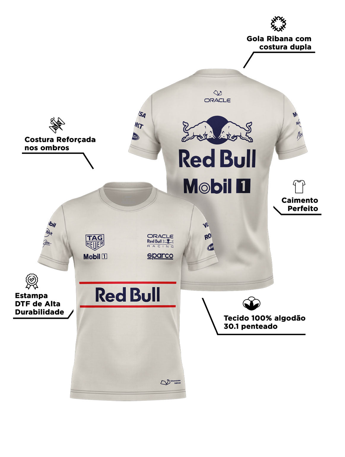 Camiseta Algodão Silverstone Edition Red Bull Off White 2025