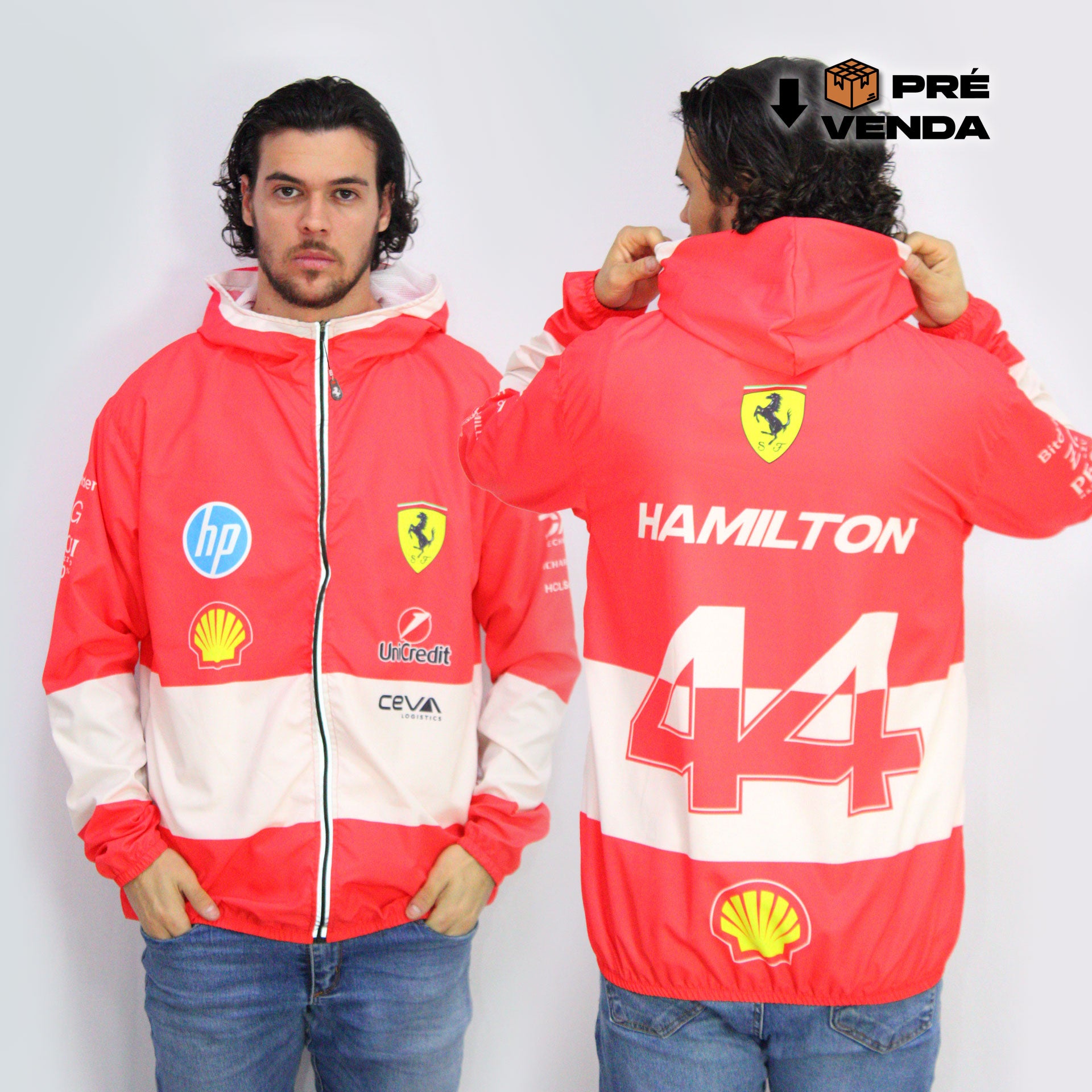 PRÉ VENDA - Jaqueta Corta Vento Lewis Hamilton Ferrari Retrô Edition