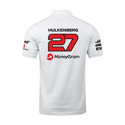 Camisa Polo Nico Hulkenberg Haas F1 2024 Branca