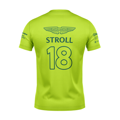 Camiseta DryFit Lance Stroll Aston Martin 2024 Verde Neon