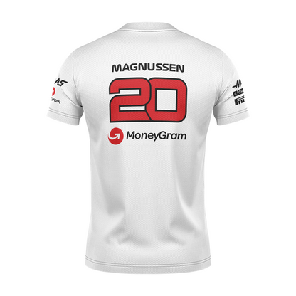 Camiseta DryFit Kevin Magnussen Haas F1 2024 Branca