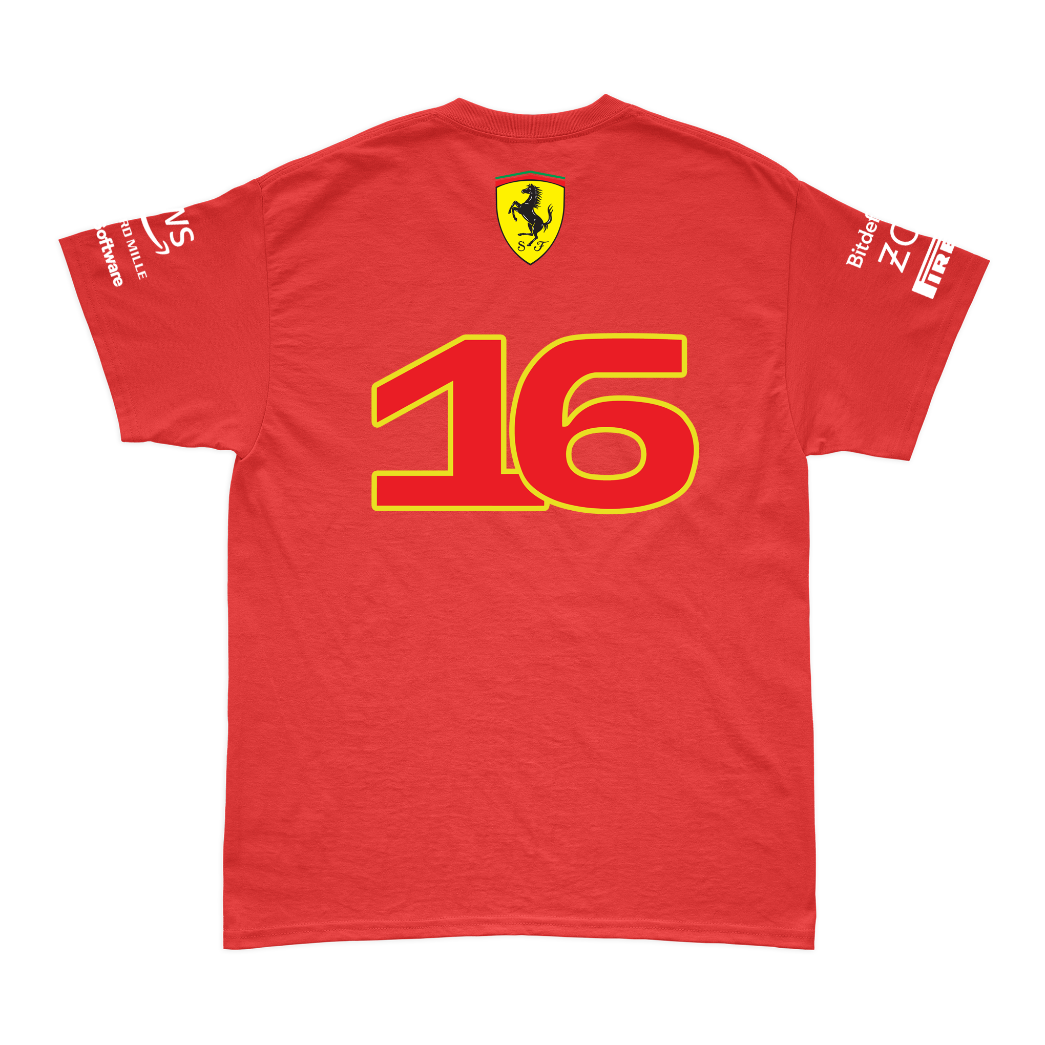 Camiseta Algodão Charles Leclerc Ferrari 2024 Vermelha