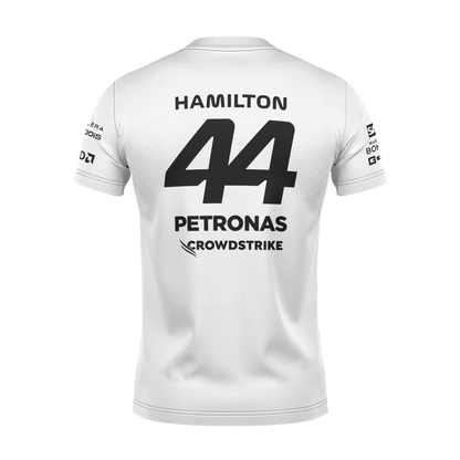 Camiseta DryFit Mercedes 2024 Branca Lewis Hamilton