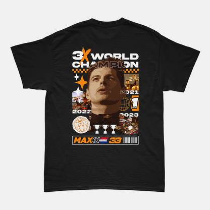 Camiseta Max Verstappen Tricampeão Mundial 2023