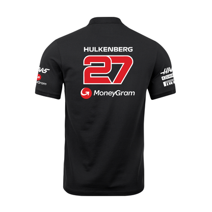 Camisa Polo Nico Hulkenberg Haas F1 2024 Preta